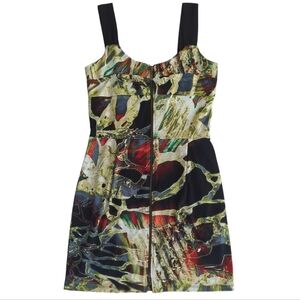 Vtg. Sharon Max Zippered Lined Summer Boho Dress MEDIUM Red Black Pattern